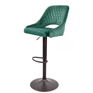 mobiliario-contract-taburete yasur regulable metal negro tapizado velvet 56 verde oscuro 4